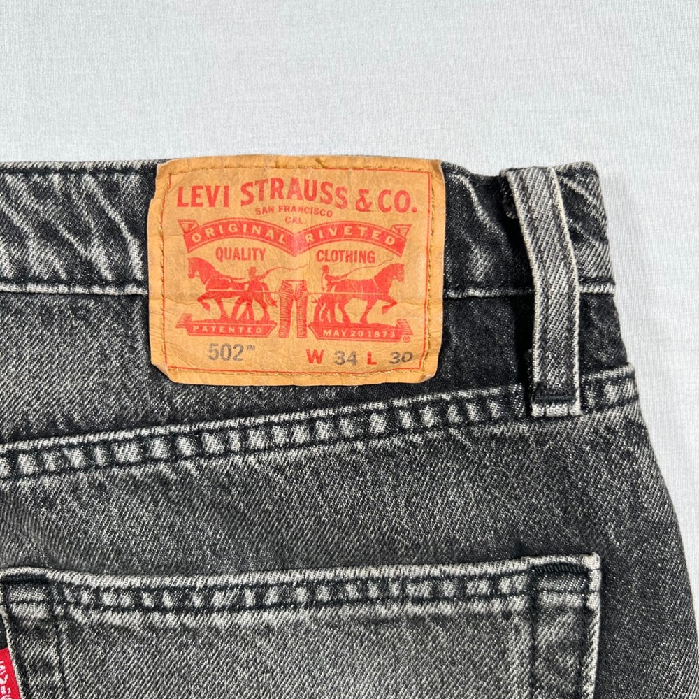 Levis 502 Jeans Mens 34x30 Gray Faded Denim Pants Grunge 90s Style - Picture 5 of 12
